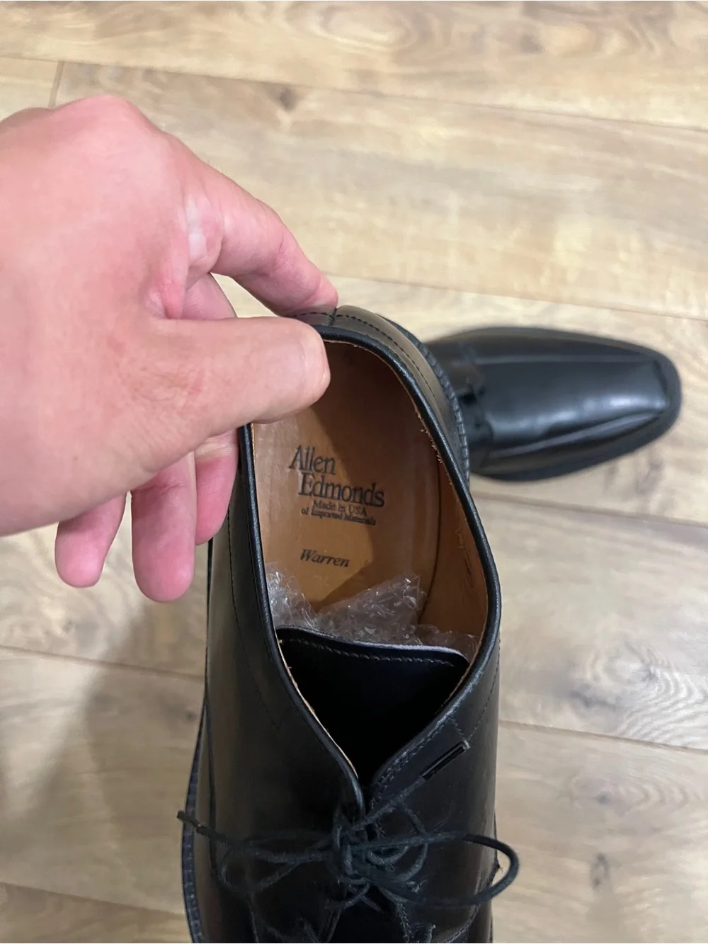 Allen Edmond Warren Black Leather Dress Shoes - sz 12B NEW W/O BOX